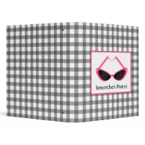 Gray Gingham With Retro Pink Sunglasses Binder