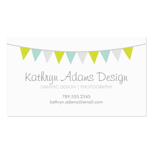 Gray Green & Aqua Modern Bunting Business Card Templates (front side)