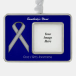 Gray / Grey Standard Ribbon Template (H-O) Silver Plated Framed Ornament