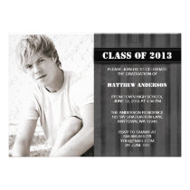 Gray Grunge Stripe Photo Graduation Announcement invitations