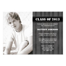 Gray Grunge Stripe Photo Graduation Announcement