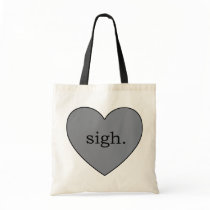 Gray Heart Sigh Canvas Bags