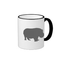 Gray Hippo Silhouette Coffee Mugs