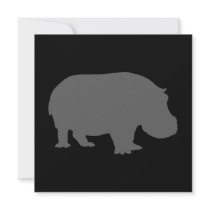 Gray Hippo Silhouette Invitations