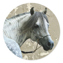 Gray Horse Head Round Stickers