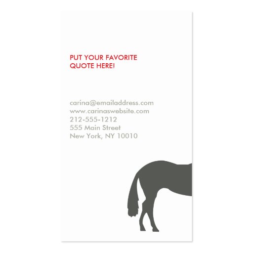 GRAY HORSES BUSINESS CARD (back side)