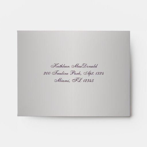 Gray, Lapis Damask Return Envelope for RSVP's