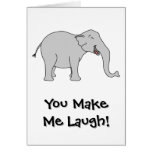 Gray Laughing Elephant. Cartoon. Cards