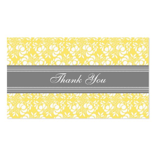 Gray Lemon Damask Wedding Favor Tags Business Cards (back side)