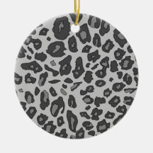 Gray leopard print christmas ornaments