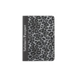 Gray Leopard Print | Personalize Passport Holder