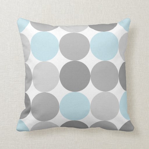 Gray & Light Blue Turquoise Round Circle Pattern Throw Pillow Zazzle