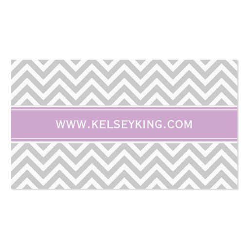 Gray & Lilac Purple Chevron Custom Monogram Business Card (back side)
