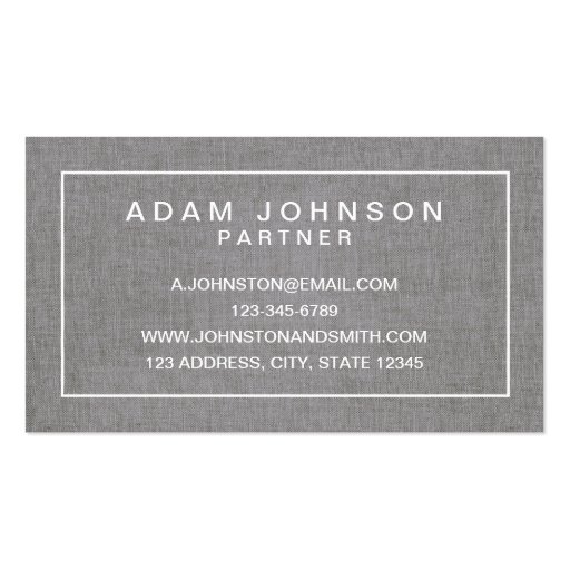 GRAY LINEN MODERN ATTORNEY LAW OFFICE BUSINESS CARD (back side)