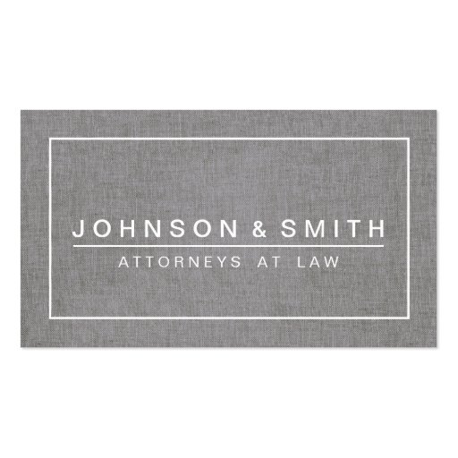 GRAY LINEN MODERN ATTORNEY LAW OFFICE BUSINESS CARD (front side)