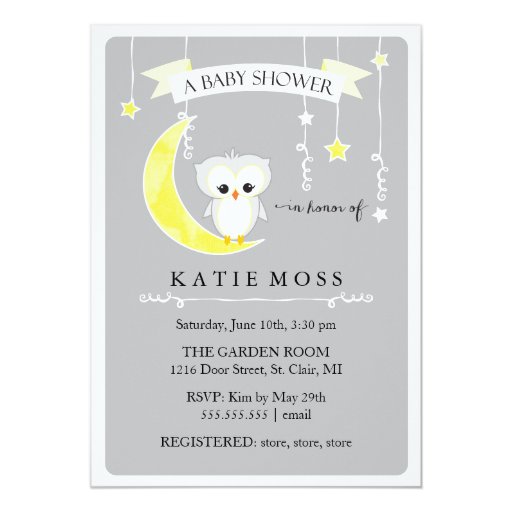 Gray Little Owl | Baby Shower Invitation (front side)