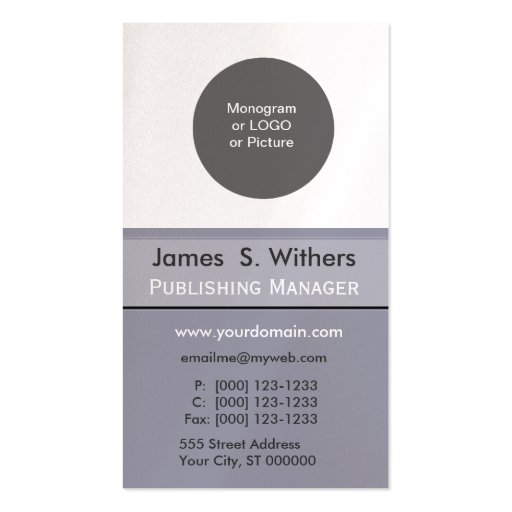 Gray Logo Initials Monogram  Designer Business Cards (front side)