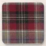 Gray Maroon and Black Plaid Beverage Coaster