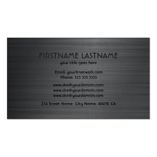 Gray Metallic Brushed Aluminum Look 2 Business Card (back side)