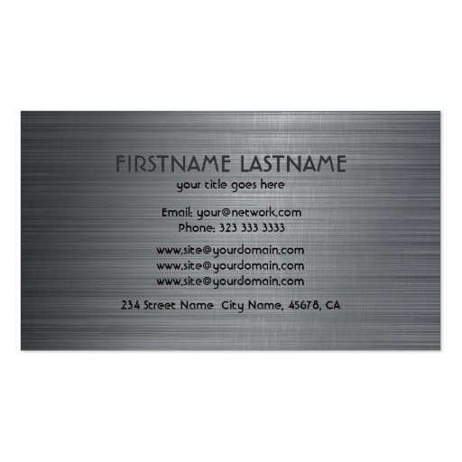 Gray Metallic Brushed Aluminum Look Business Card Template (back side)