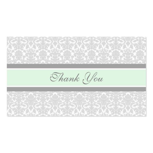 Gray Mint Damask Wedding Favor Tags Business Card Templates (back side)