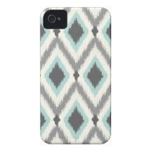 Gray & Mint Tribal Ikat Chevron iPhone 4 Case