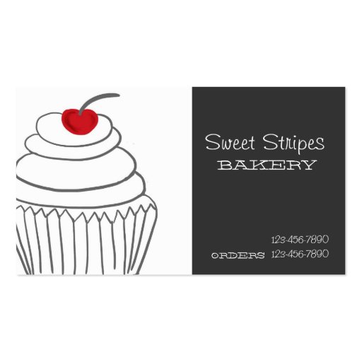 Gray mod custom cupcake business cards (front side)