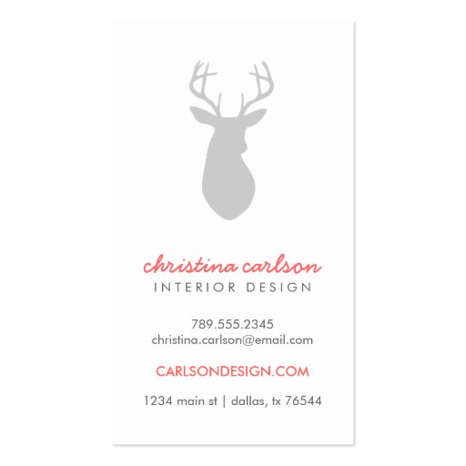 Gray Modern Deer & Chevron Stripes Business Card Template (front side)