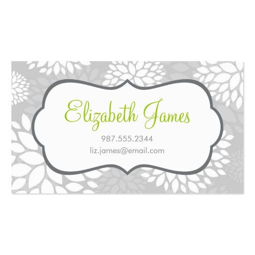 Gray Modern Flowers Business Cards (front side)