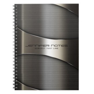 Gray Modern Metallic Geometric Design Notebook