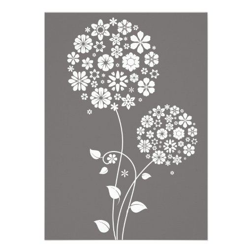 Gray Modern Typography Floral Wedding Invitation