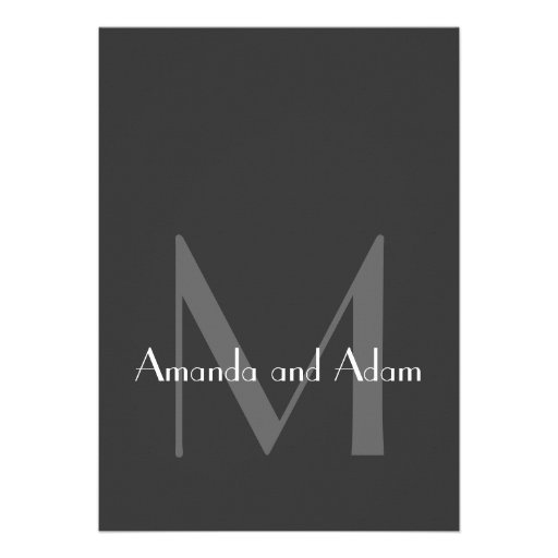Gray Monogram Modern Wedding Invitations