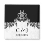 gray monogram wedding save the date magnets