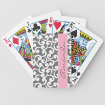 Gray Monogrammed Elements Print Poker Deck