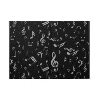 Gray musical notes on Black Covers For iPad Mini