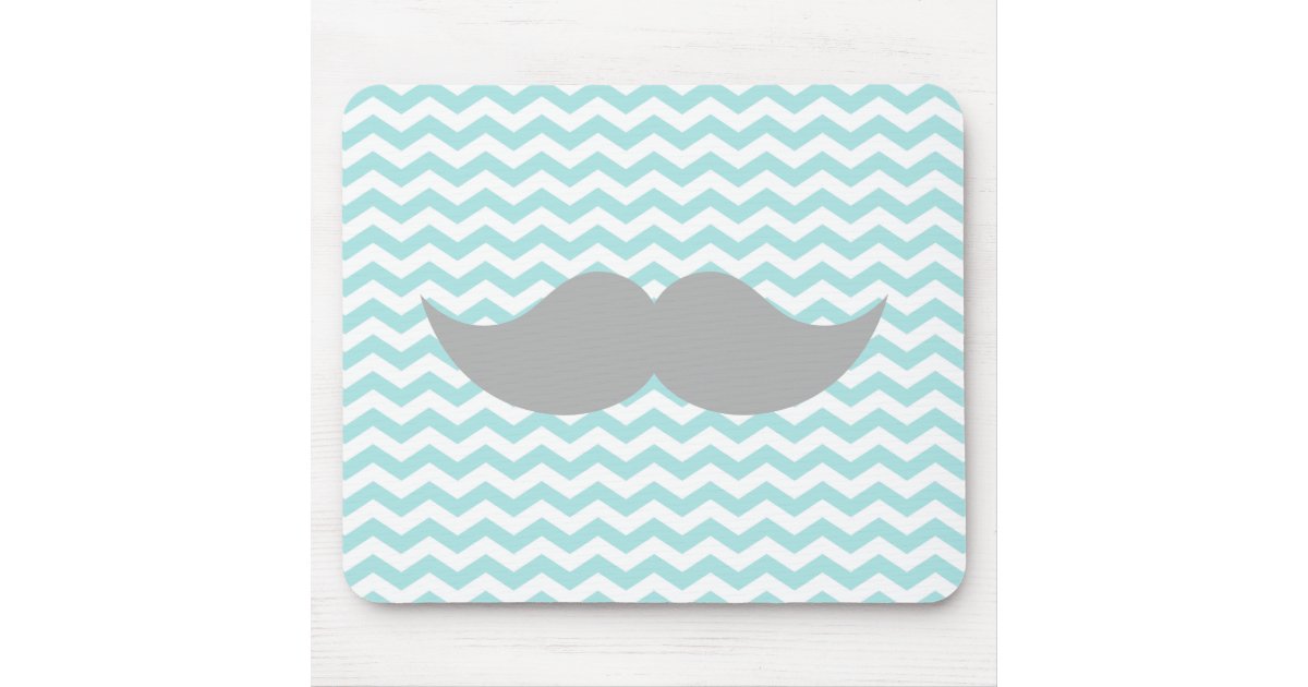 Gray Mustache Teal Chevron Zigzag Stripe Mouse Pad Zazzle