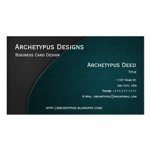 Gray on Teal Curves Business Card Style 3