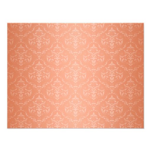 Gray & Orange Damask Wedding Reception ONLY Invitations