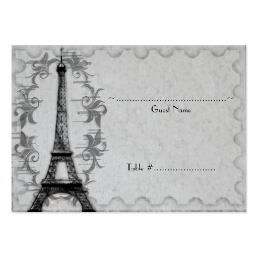 Gray Paris Grunge Reception Seating Card Business Card Templates (front side)