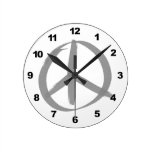 Gray Peace Sign wall clocks