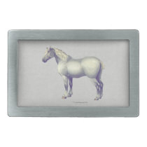 Gray Percheron Horse Rectangular Belt Buckle