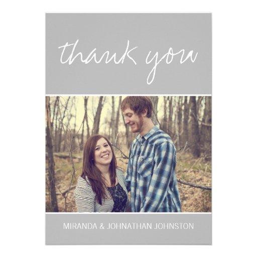 Gray Photo Wedding Thank You Cards Personalized Invitation