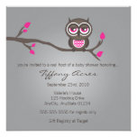 Gray, Pink and Brown Owl Invitation invitations