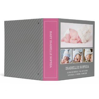GRAY & PINK BABY 2" PHOTO ALBUM BINDER