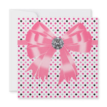 Gray Pink Black Polka Dot Party Invitation Templat
