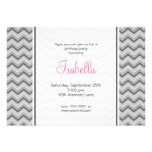 Gray & Pink Chevron Birthday Invitation