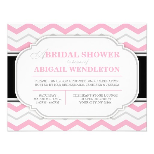 Gray & Pink Chevron Bridal Shower Invitations