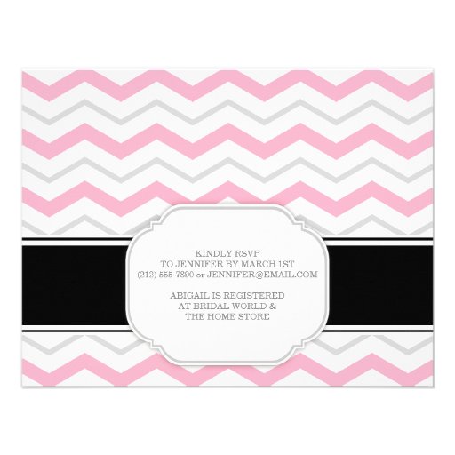 Gray & Pink Chevron Bridal Shower Invitations