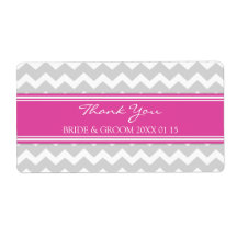 Gray Pink Chevron Wedding Labels