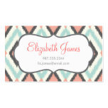 Gray Pink & Mint Tribal Ikat Chevron Business Card Template